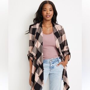 Maurice’s plaid waterfall kimono cardigan size medium